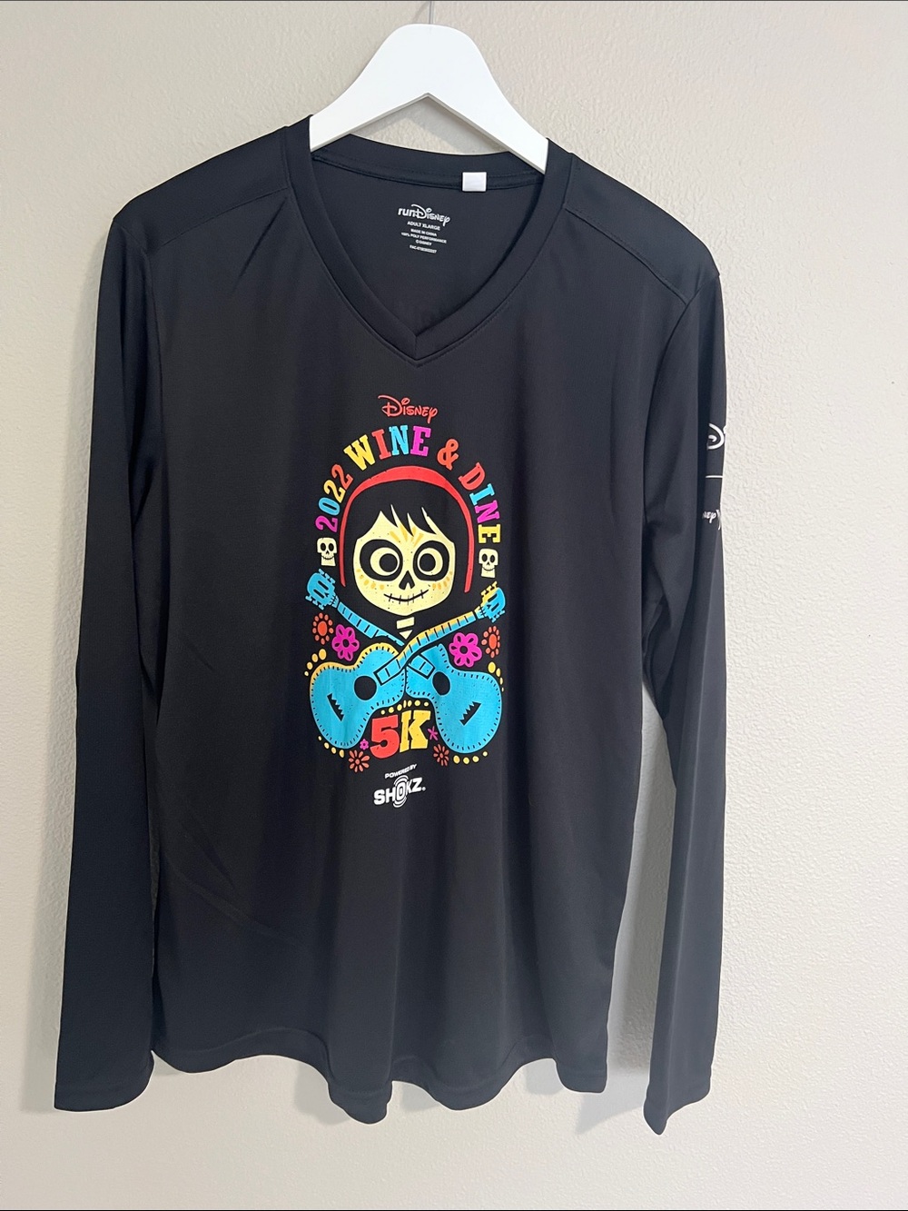 Run Disney Coco 50th Celebration Black Long-Sleeve 2022 Wine & Dine 5K Tee